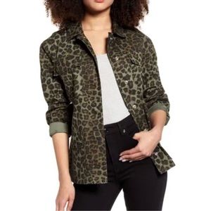 Good American Green Leopard Print Utility Jacket S NWT